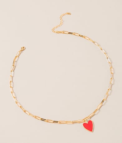 Sahira Jewelry Design Jamie Enamel Heart Necklace front view
