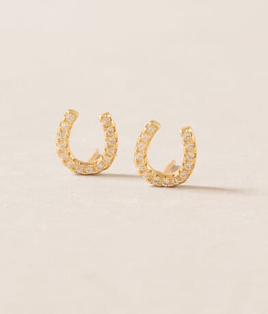 Sahira Jewelry Design Lucky Horseshoe Stud Earring front view