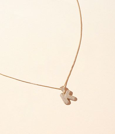Sahira Jewelry Design K Pave Initial Necklace front view