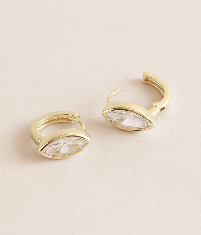 Marquise Bezel Mini Hoop Earring