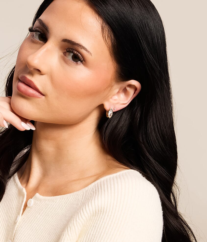 Marquise Bezel Mini Hoop Earring