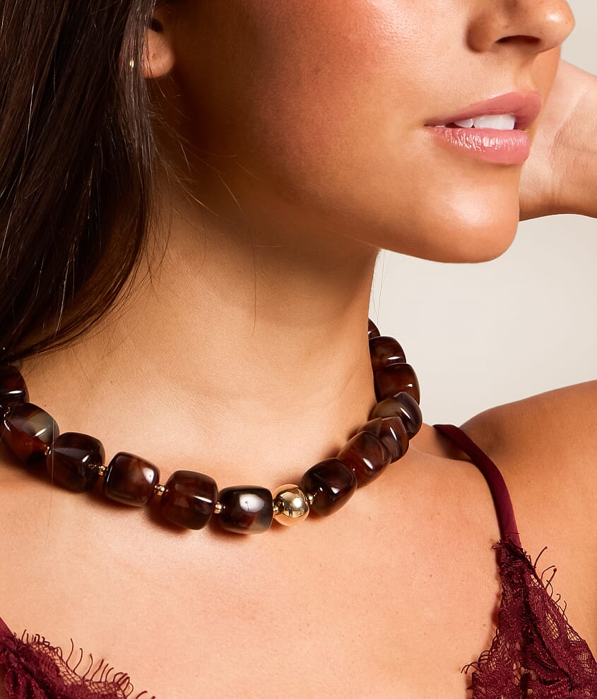 Pebbles Mocha Beaded Necklace