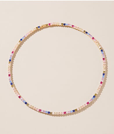 Sahira Jewelry Design Rainbow Tennis Necklace front view