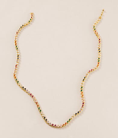 Sahira Jewelry Design Rainbow Bezel Tennis Necklace front view