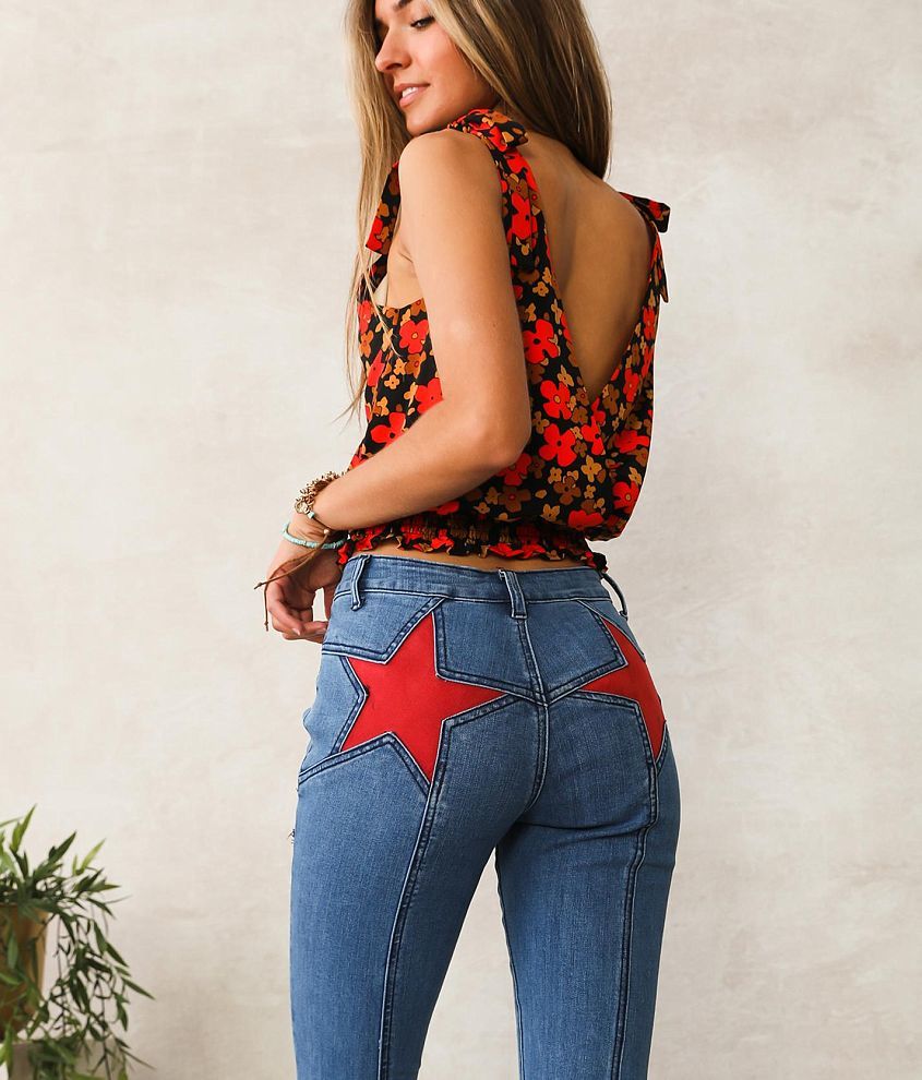 Denim Star Bum Detail Flare Jeans