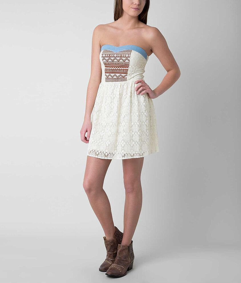 Flying Tomato Lace Tube Top Dress front view