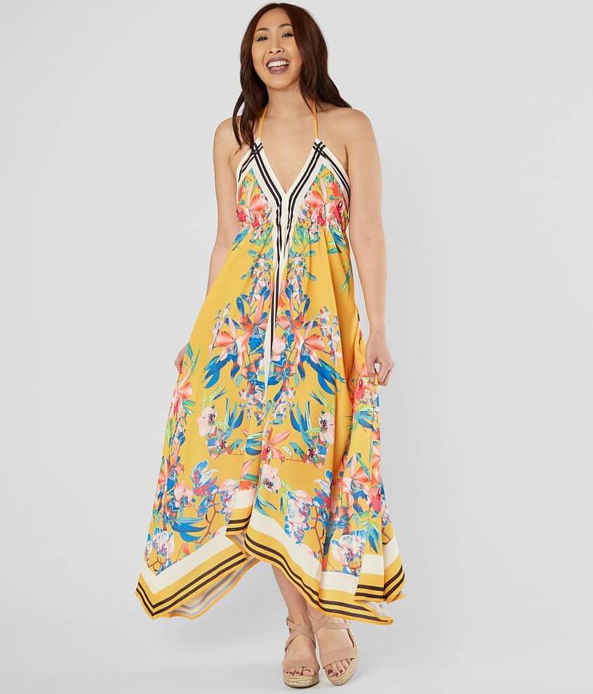 Flying Tomato Floral Halter Maxi Dress - Women's Dresses in Yellow | Buckle