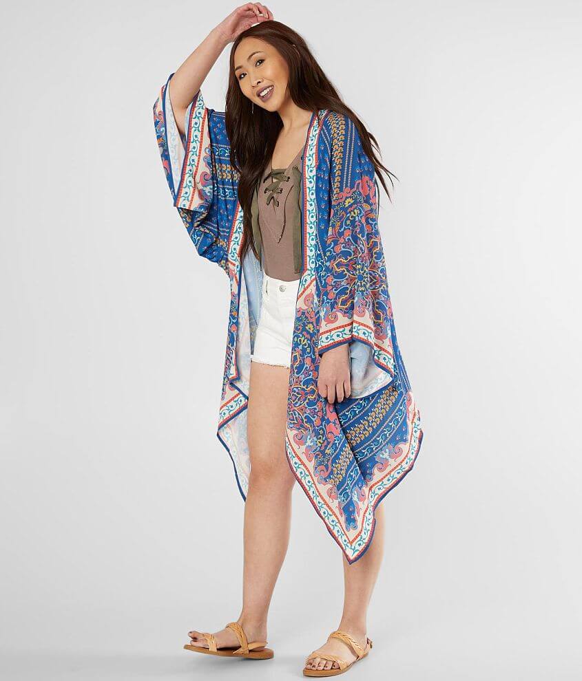 Flying Tomato Printed Kimono - Women's Kimonos in Blue