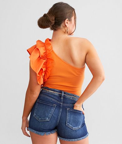 Willow &amp; Root One Shoulder Ruffle Bodysuit BACK