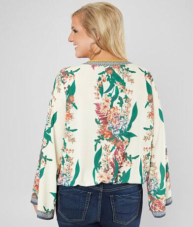 Flying Tomato Surplice Gauze Top - Plus Size Only BACK