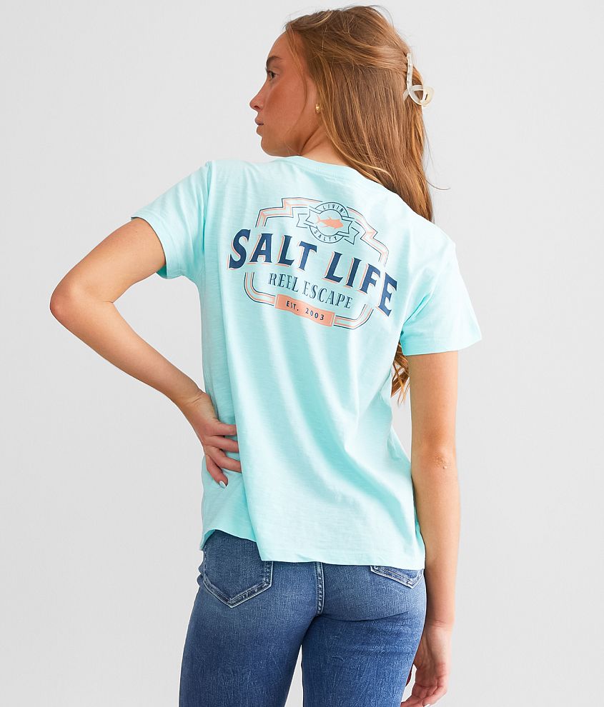 Salt Life Juniors Reel Escape Short Sleeve Tee - Turquoise - Large