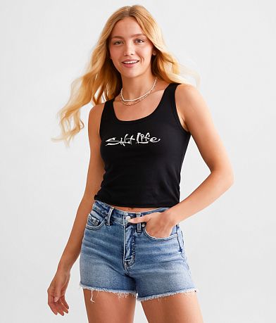 Salt Life Signature Cropped Tank Top front view