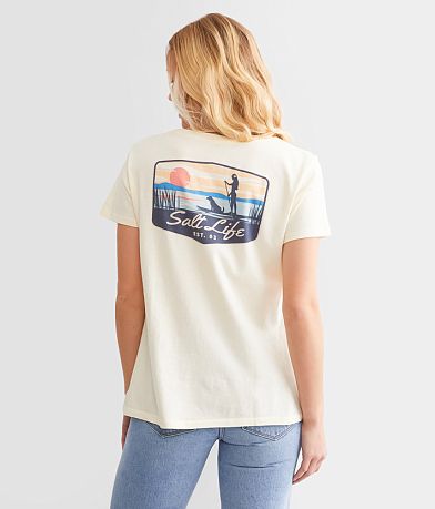 Salt Life Ameristate Of Mind SLX Performance T-Shirt - Women's T-Shirts in  Sky Blue Heather