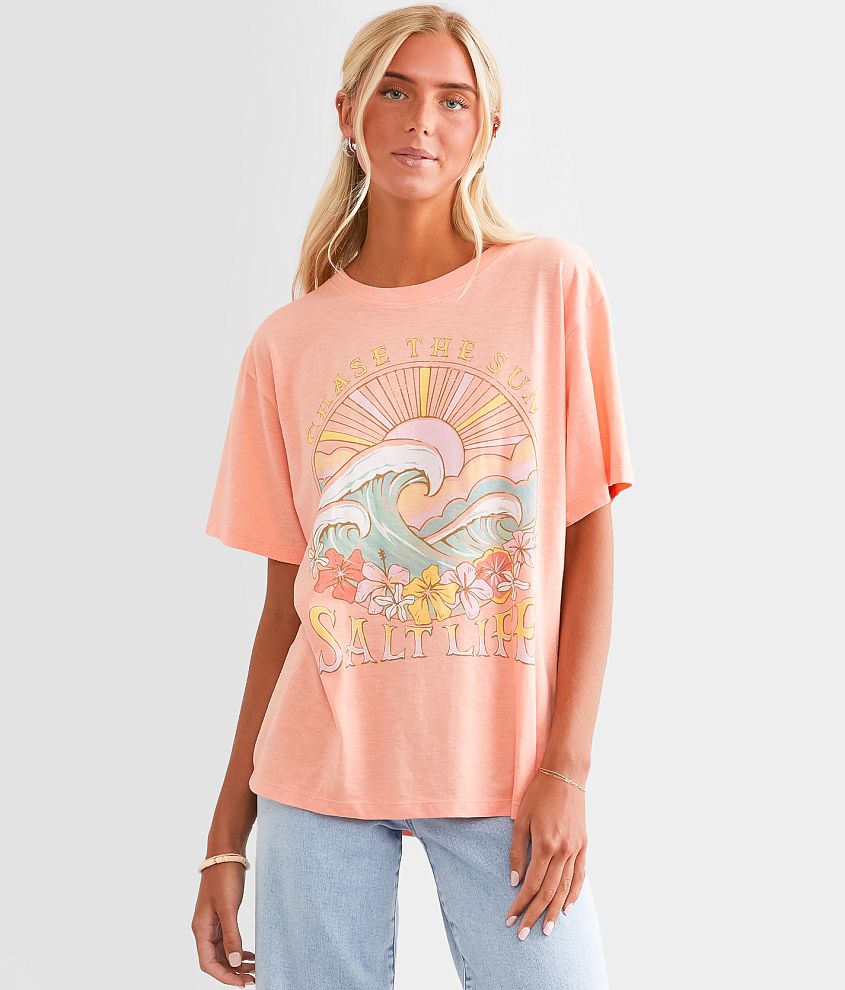 Salt Life Tropic Tides Oversized T-Shirt - Women's T-Shirts in Pink ...