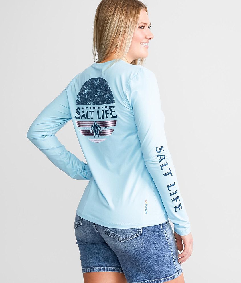 Saltiga Long Sleeve Tee Shirt - Blue / White