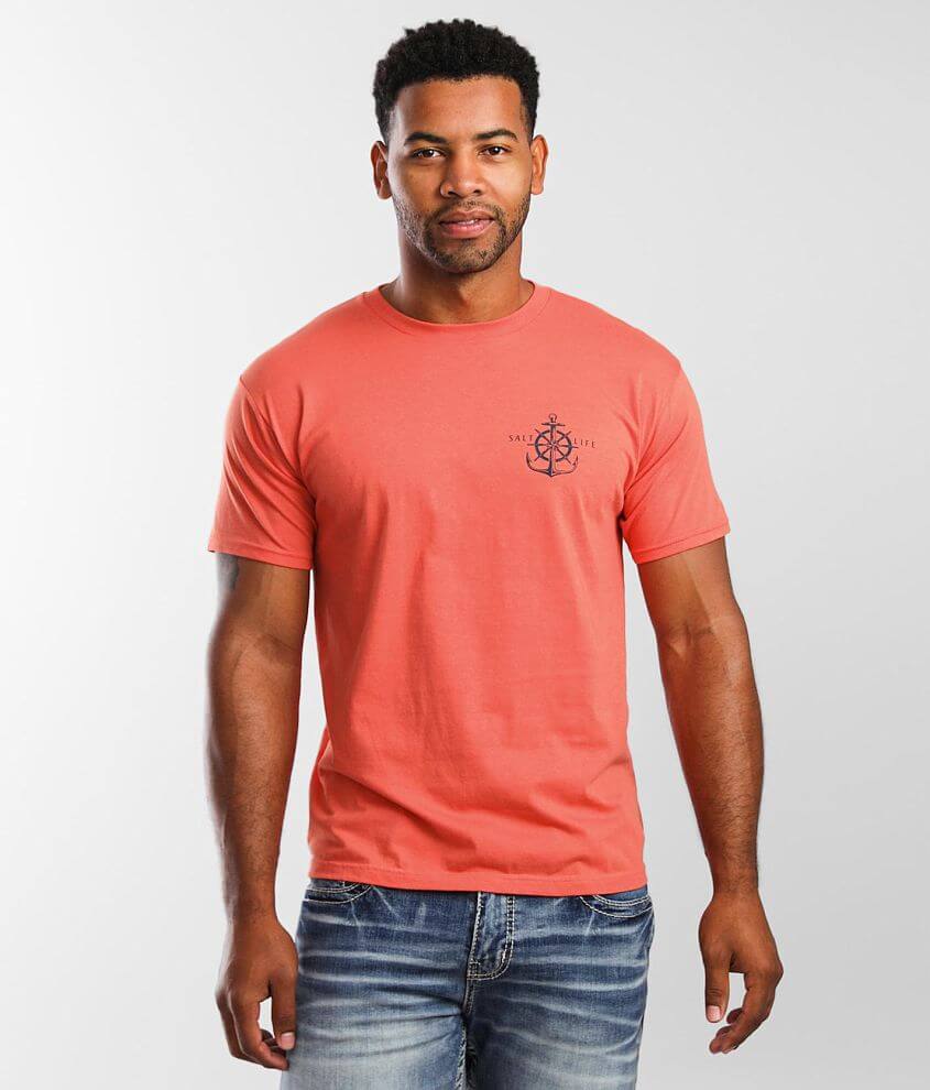 Salt Life At The Helm T-Shirt - Men's T-Shirts in Burnt Coral | Buckle