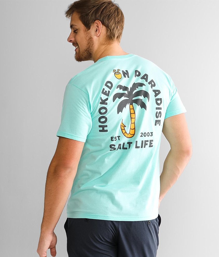 Salt Life Hooked On Paradise T-Shirt - Men's T-Shirts in Aruba Blue