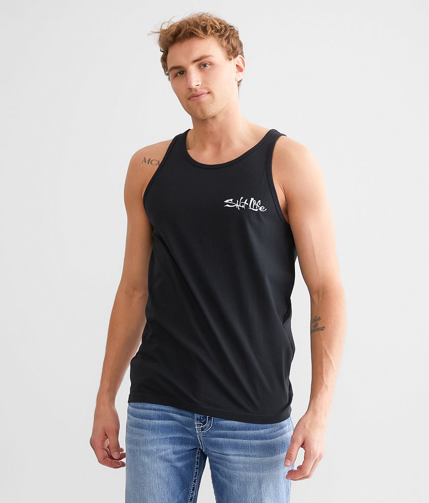 godkende Støvet Jeg mistede min vej Salt Life Good Cast Tank Top - Men's Tank Tops in Black | Buckle