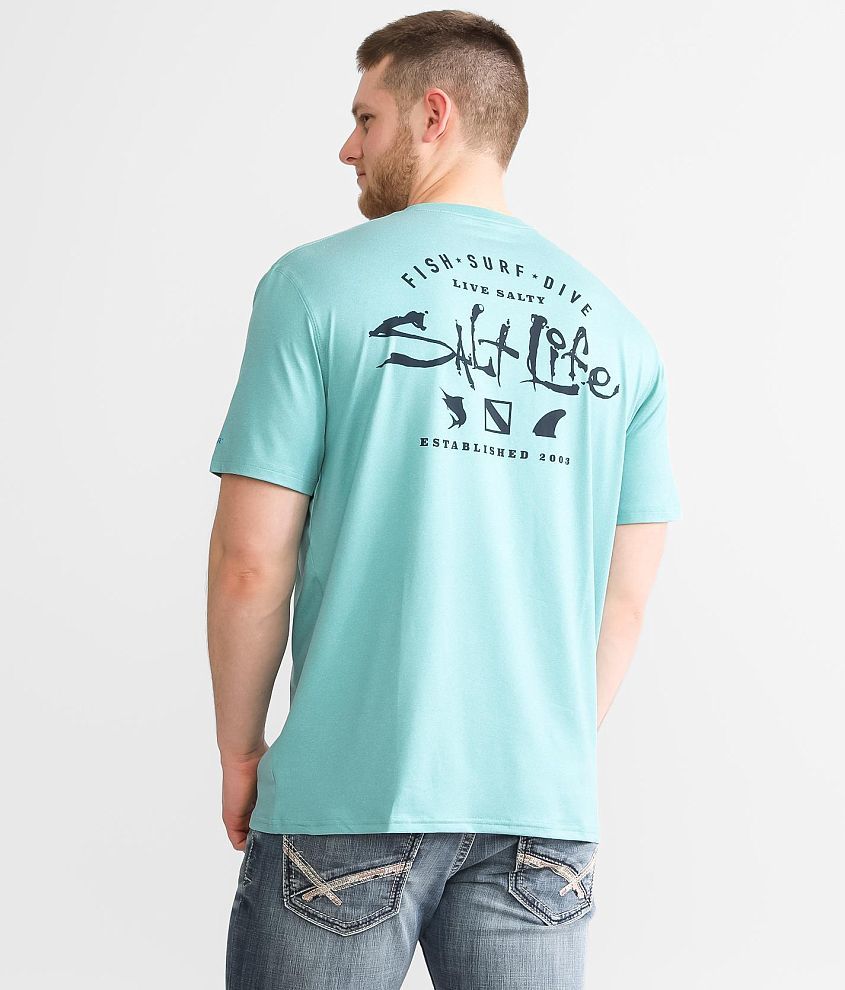 Salt Life Waterman's Trifecta Long-Sleeve UV T-Shirt, Mens, 2XL, Sea Green Heather