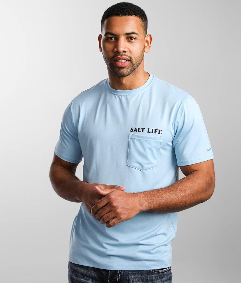 Salt Life Rouge Badge Performance T-Shirt - Men's T-Shirts in Airy Blue ...