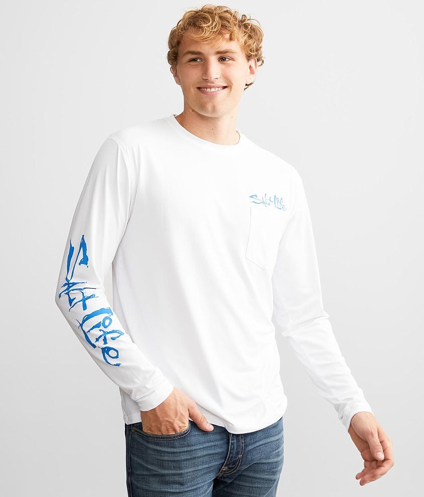 Salt Life Mens The Big Slam Long Sleeve T-Shirt - White - Medium