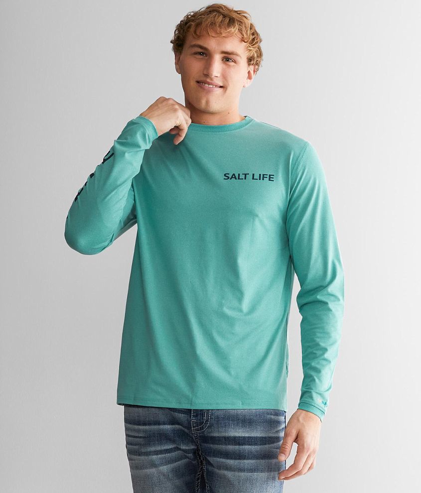 Salt Life Mens Living Pocket Long Sleeve T-Shirt - Black Heather - XX-Large