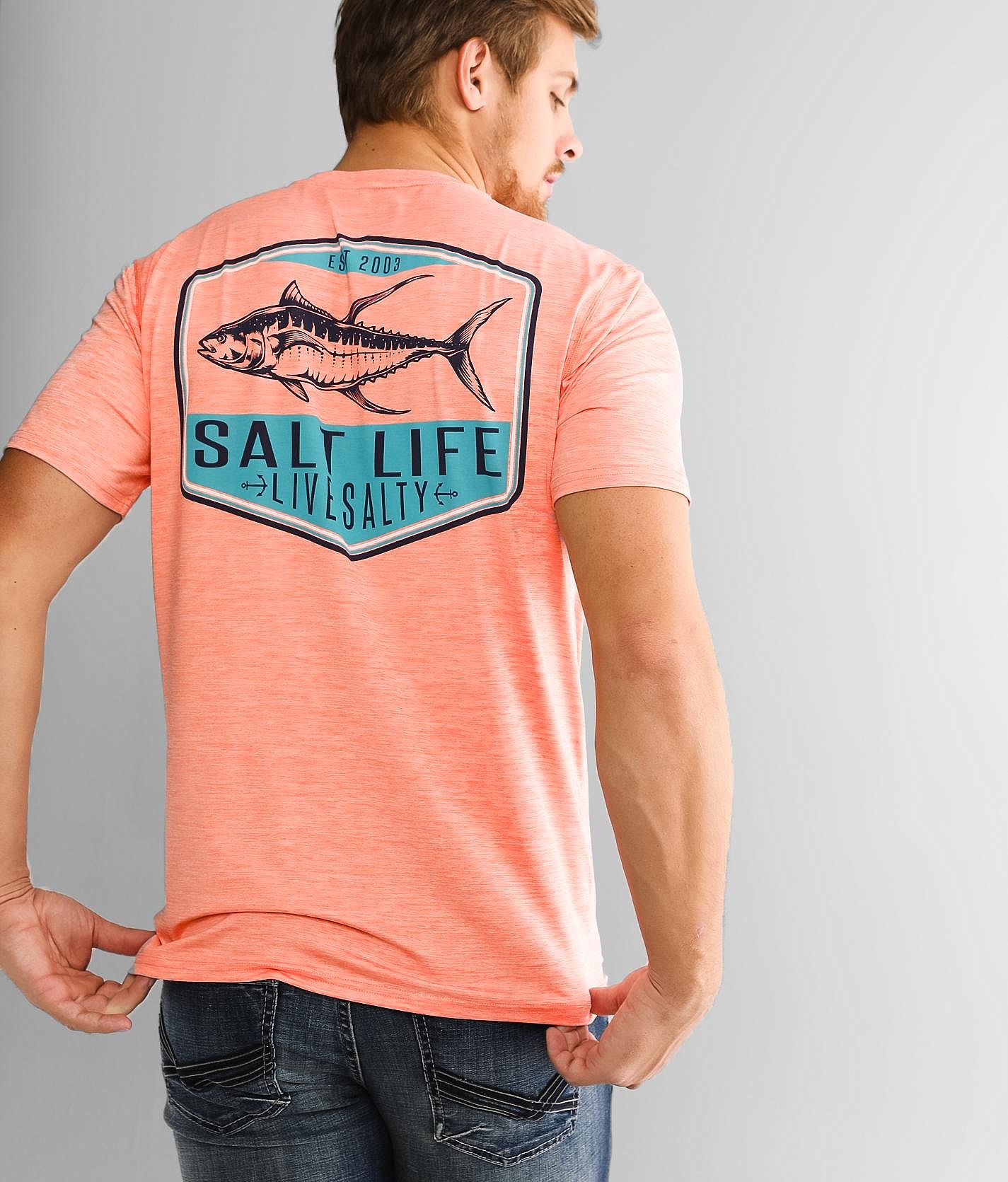 Salt Life Tunability Performance T-Shirt - Orange X-Large, Men's
