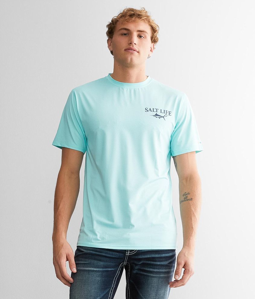 Salt Life Dragnet Performance T-Shirt - Men's Activewear in Light Aruba ...