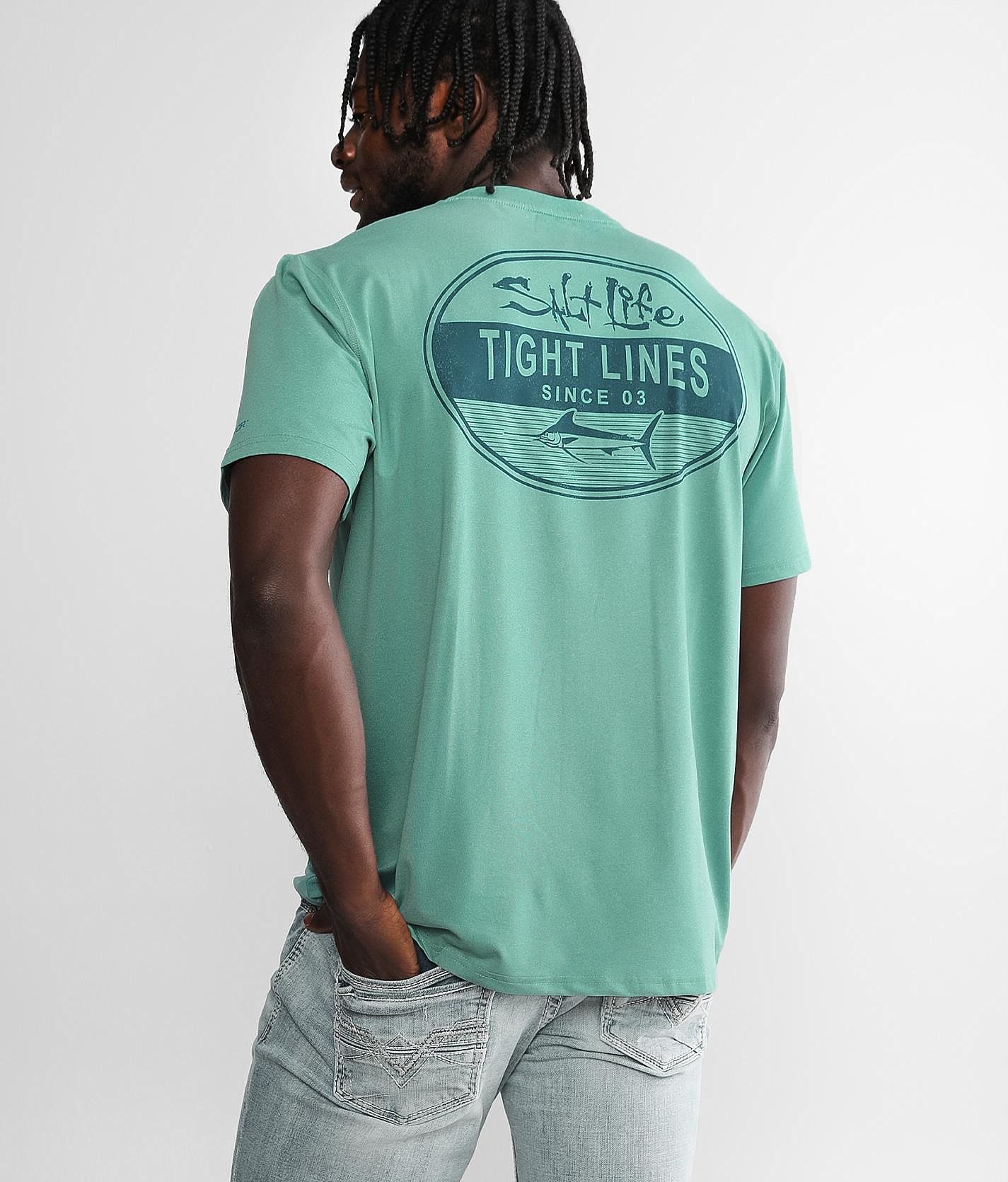 Salt Life Waterman's Trifecta Long-Sleeve UV T-Shirt, Mens, 2XL, Sea Green Heather