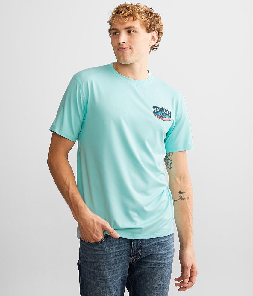 Salt Life Fin Forward Performance T-Shirt - Men's T-Shirts in Lt Aruba ...