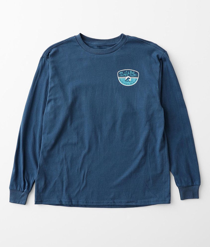 Salt Life Morning Wave Long Sleeve Youth Tee - Washed Navy