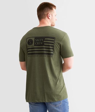 Salty Crew Freedom Flag Grey T-Shirt front view