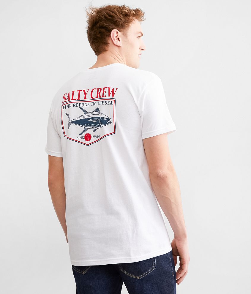 Salty Crew Short Sleeve Angler T-Shirt, Mens, L, White