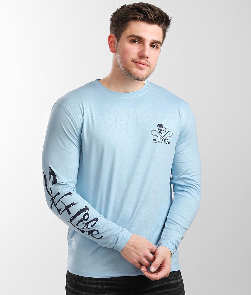 Salt Life Men's Water Camo Performance Logo Graphic Long-Sleeve