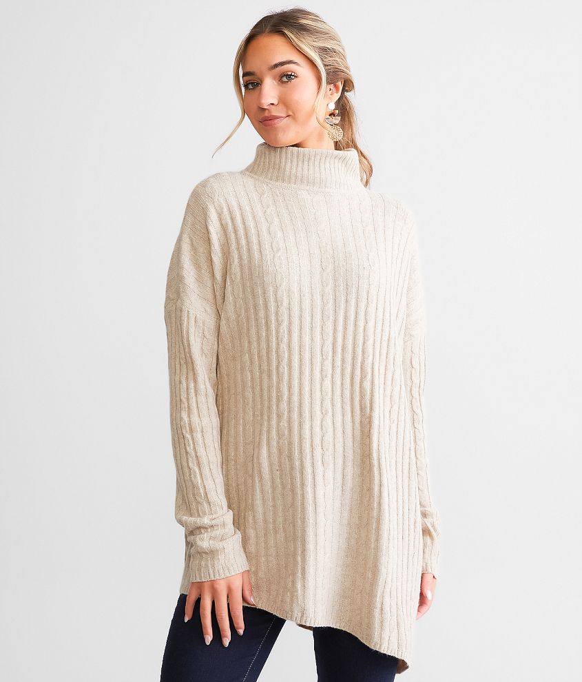 Cable knit shop buckle asymmetrical cardigan