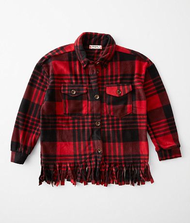 Jolie & Joy Girls - Cobie Fleece Fringe Shacket front view