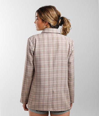 Know One Cares Plaid Blazer back view