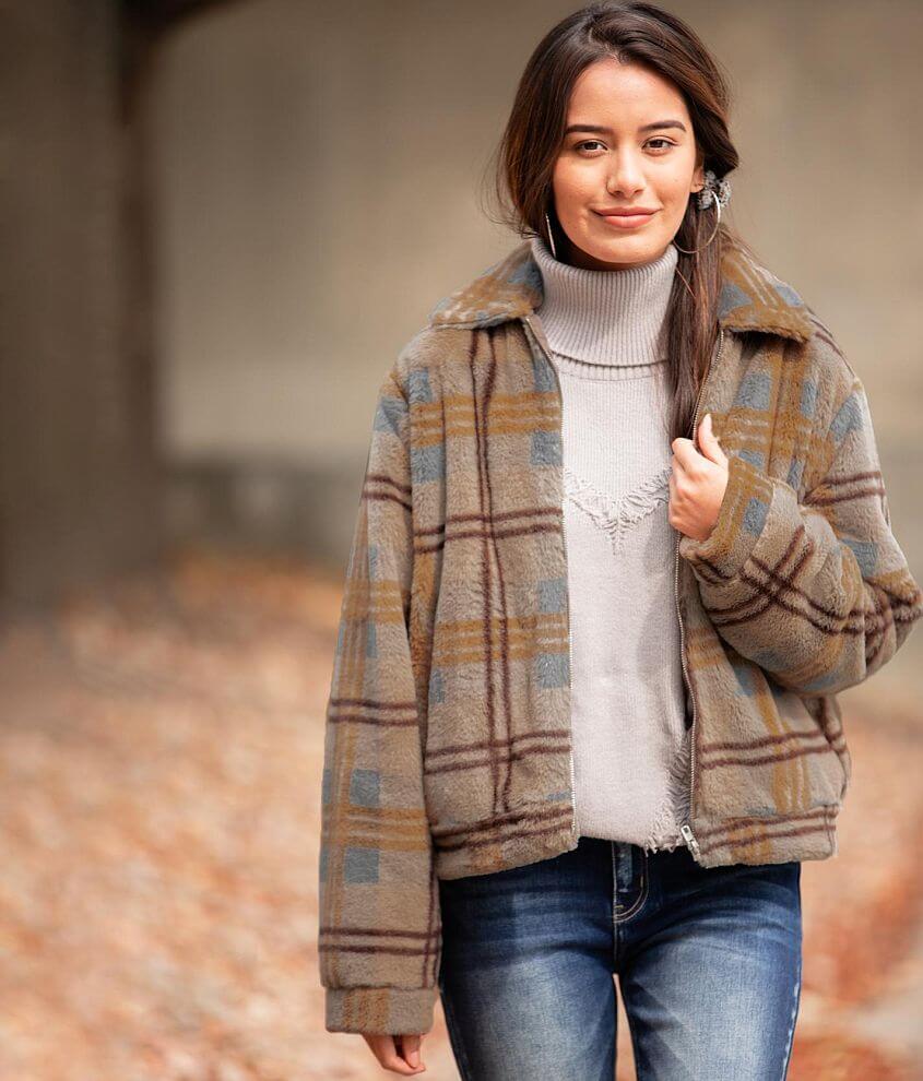 Plaid shop fleece sweater