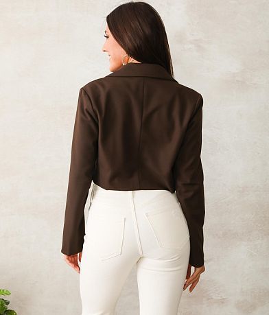 Know One Cares Cropped Blazer back view