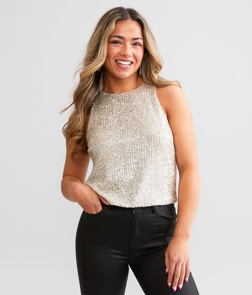 Silver sequin tank top