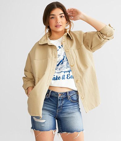 Know One Cares Oversized Shacket front view