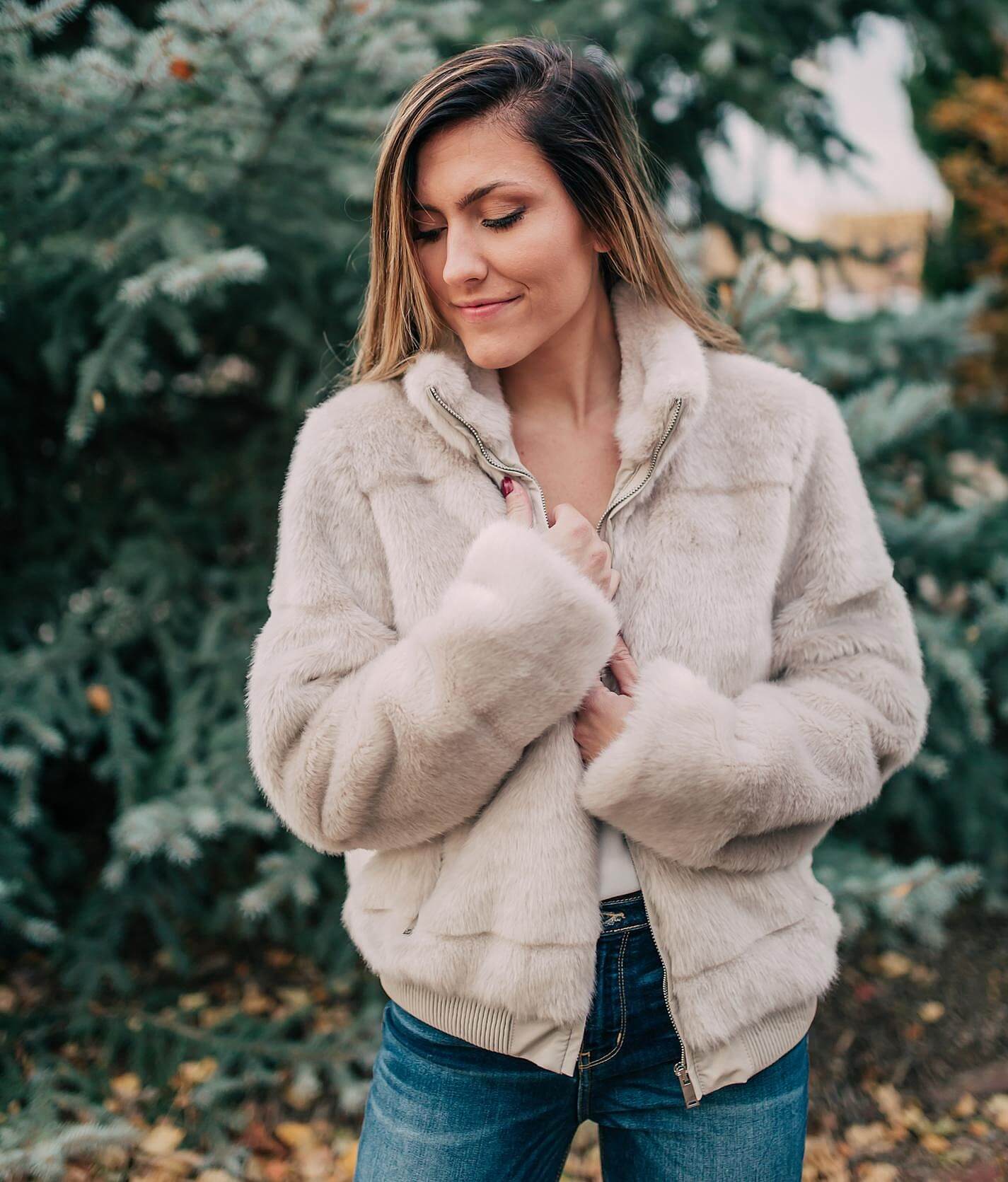 faux fur coat light grey