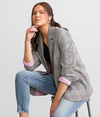 Willow & Root Plaid Blazer front view