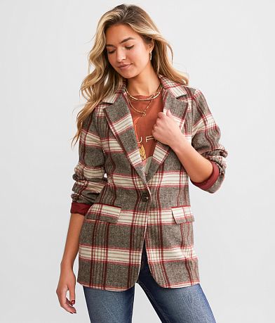 BKE Plaid Blazer misc detail 1 view