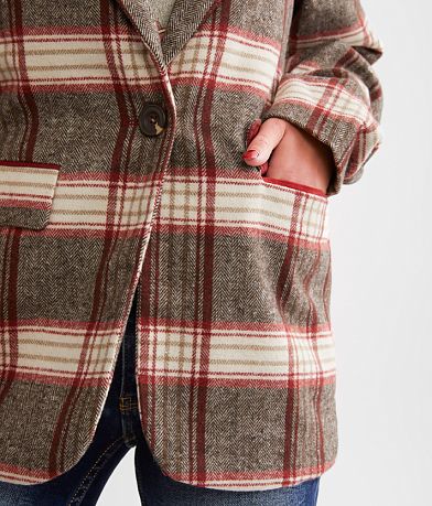 BKE Plaid Blazer misc detail 2 view