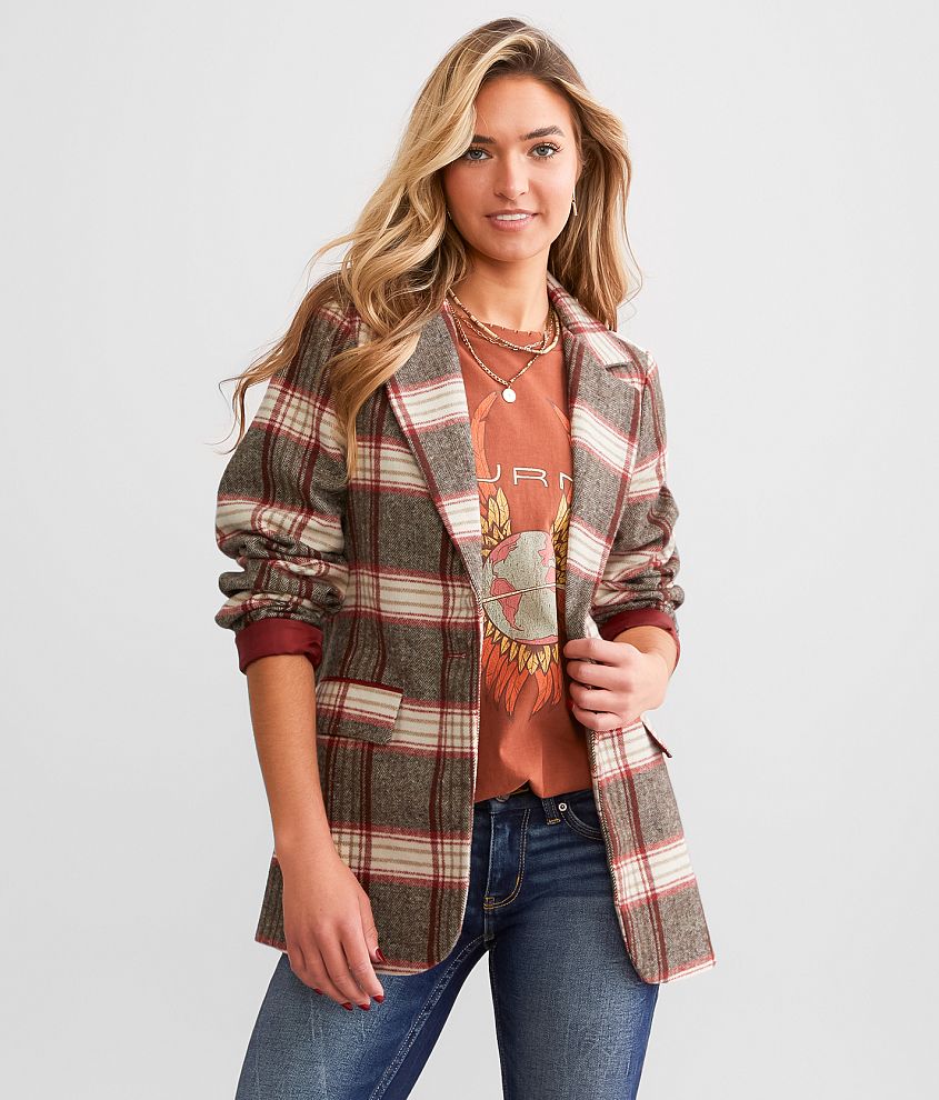 BKE Plaid Blazer front view