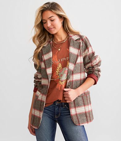 BKE Plaid Blazer full right side view