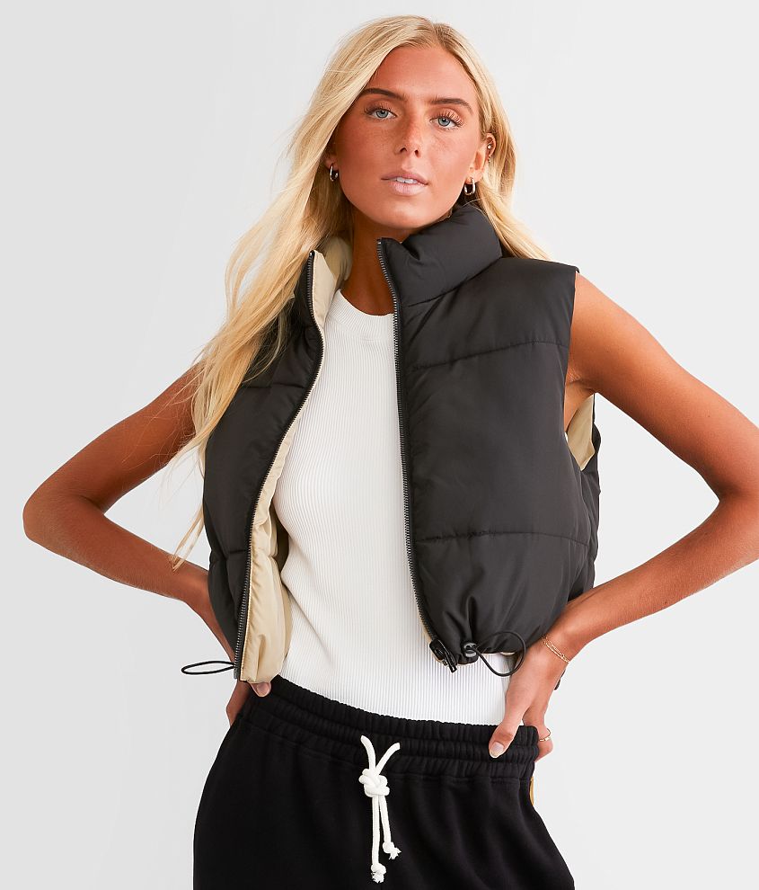 BKE Reversible Cropped Puffer Vest front view