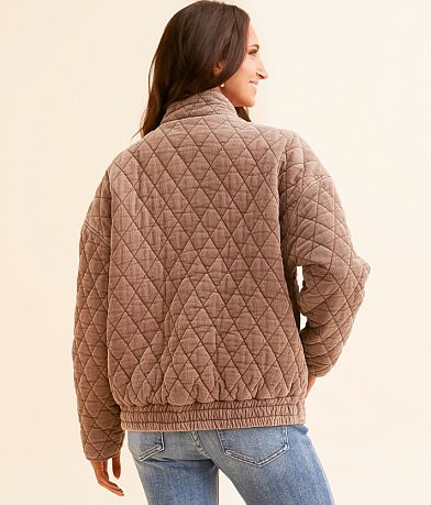 BKE Diamond Quilted Corduroy Shacket back view