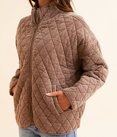 BKE Diamond Quilted Corduroy Shacket misc detail 1 view